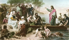 Jesus predigt am See Genezareth