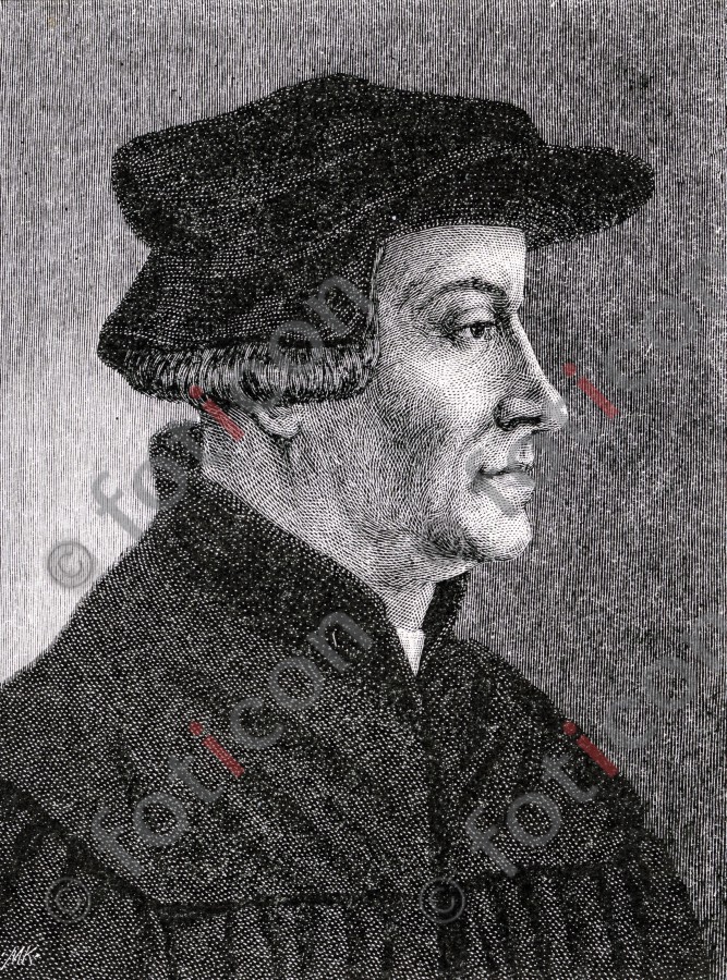Huldrych Zwingli | Huldrych Zwingli - Foto foticon-portrait-0024-sw.jpg | foticon.de - Bilddatenbank für Motive aus Geschichte und Kultur