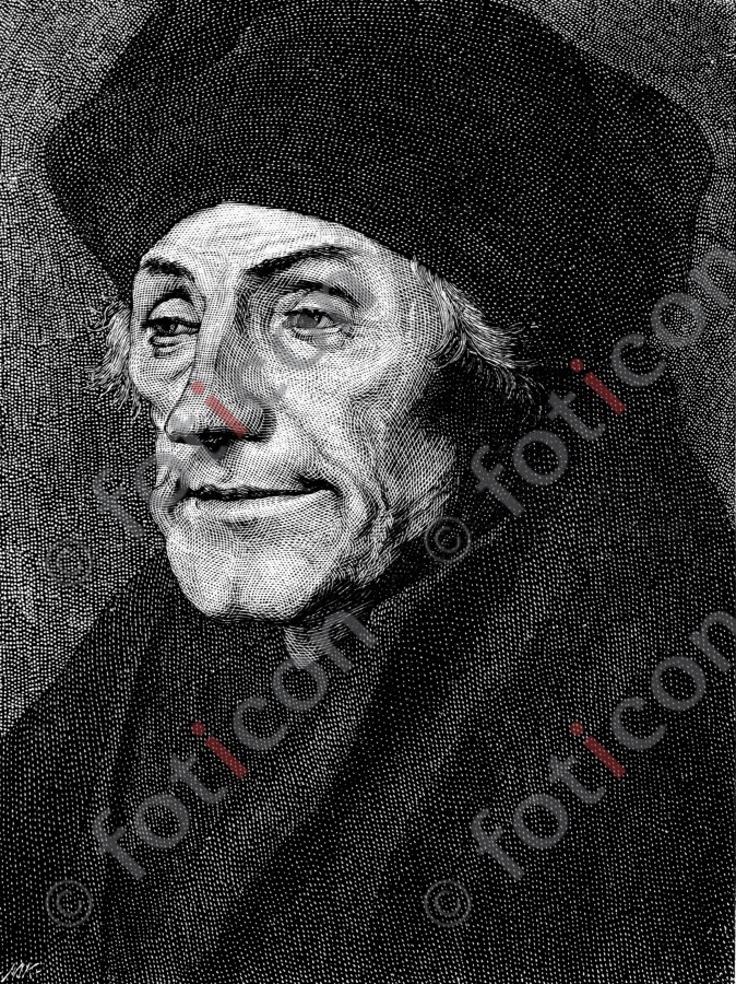 Portrait von Desiderius Erasmus von Rotterdam | Portrait of Desiderius Erasmus von Rotterdam - Foto portrait-0015-sw.jpg | foticon.de - Bilddatenbank für Motive aus Geschichte und Kultur